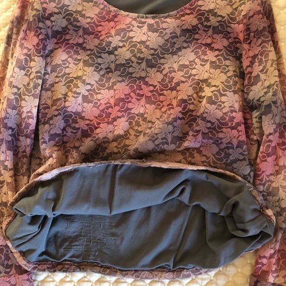 INC long sleeved multi colored lace top - Picture 2 of 4